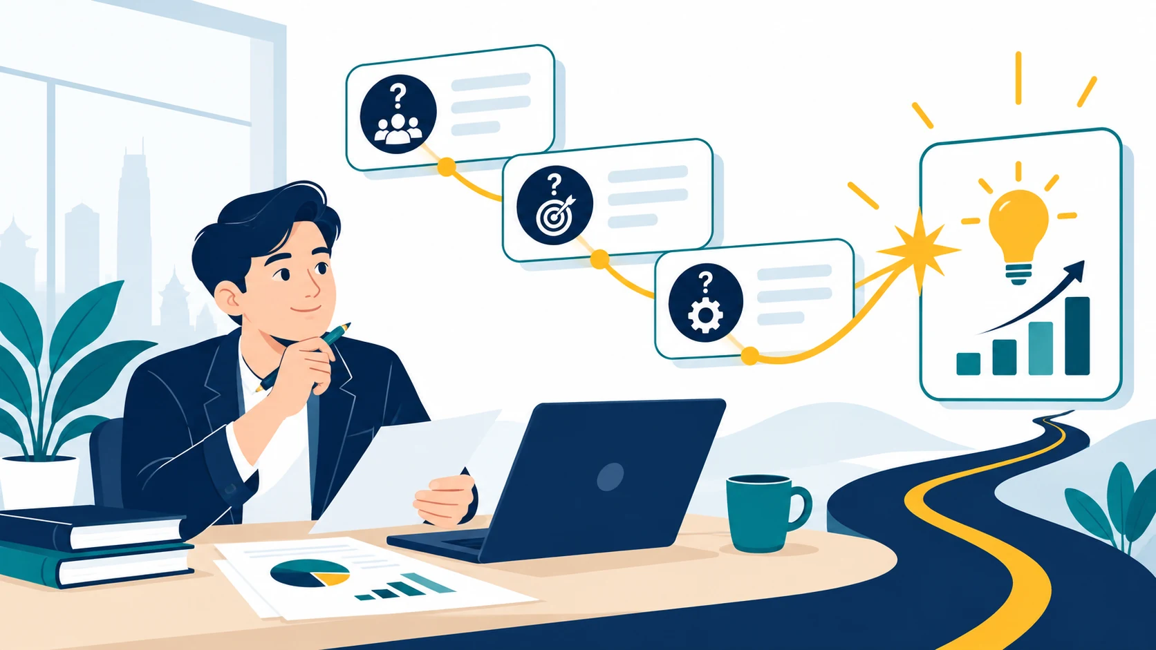 Một nhà tư vấn đi qua ba câu hỏi làm rõ trước khi nhận bản nháp và tự giữ quyền quyết định